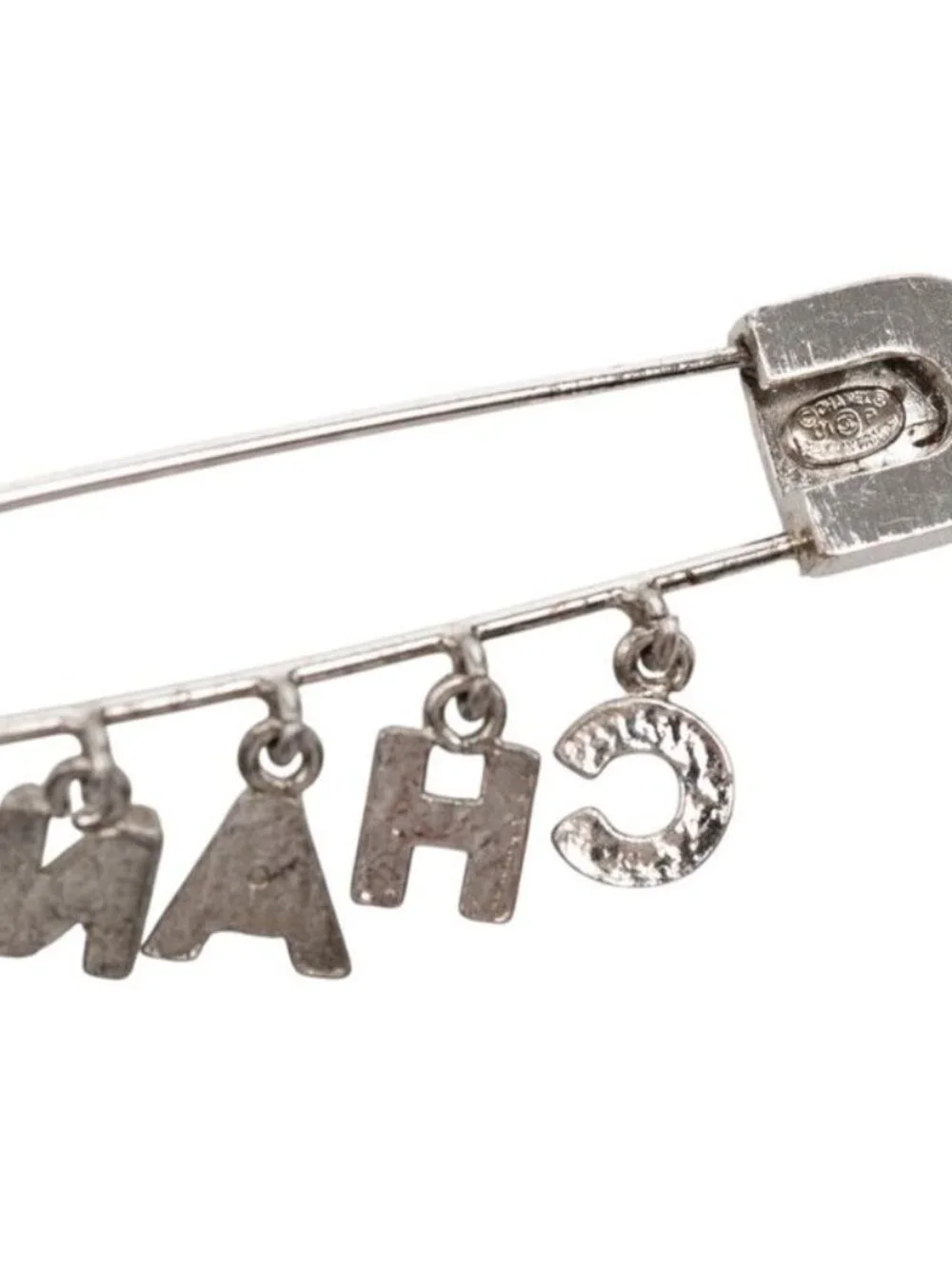 Chanel Safety Pin Motif Brooch 01 Silver Metal Rhinestone - Picture 3 of 4